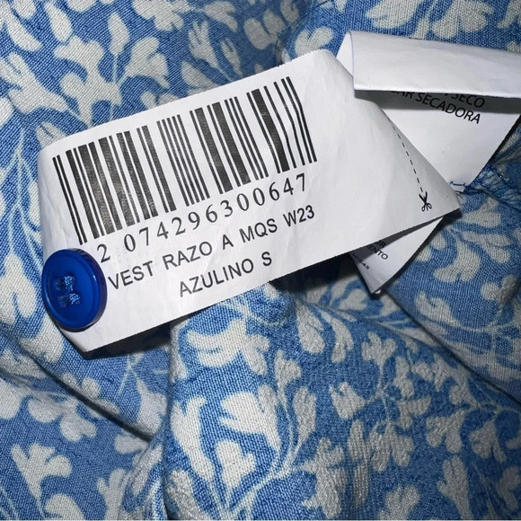 Marquis, S,pocketed leaf print full button front cuff short sleeve belted midi - Picture 6 of 9